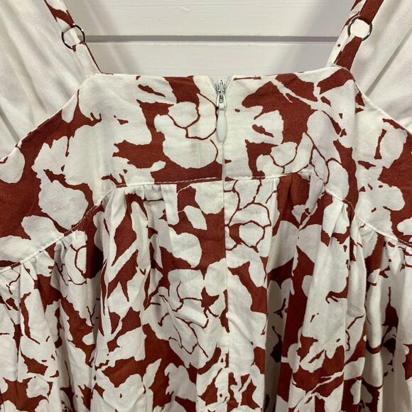 Aakaa Floral Maxi Dress Women Sz S Reddish Brown & White Fall Boho - Picture 7 of 7